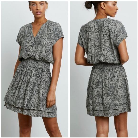 Rails Karla Olive Lynx Smocked Waist Flouncy Tiered Lightweight Mini Dress - XS - Picture 1 of 15